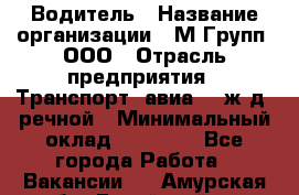 Водитель › Название организации ­ М Групп, ООО › Отрасль предприятия ­ Транспорт, авиа- , ж/д, речной › Минимальный оклад ­ 27 000 - Все города Работа » Вакансии   . Амурская обл.,Бурейский р-н